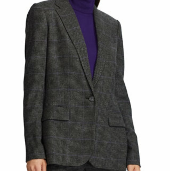 Lauren Ralph Lauren Wool Blend Suit Jacket Purple Multi - Picture 2 of 12